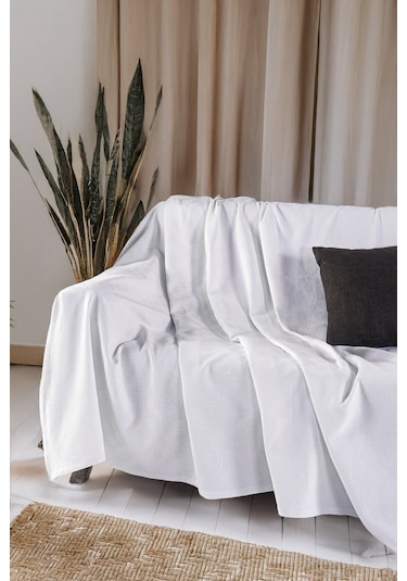Koltuk Örtüsü %100 Pamuk Yatak Örtüsü Pike 200 X 230 Cm Beyaz