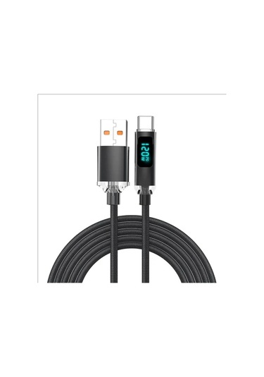 Candiedhaws 120w Yüksek Hızlı Usb Tip C Şarj Kablosu Led Ekranlı Veri Aktarım Kablosubej2m