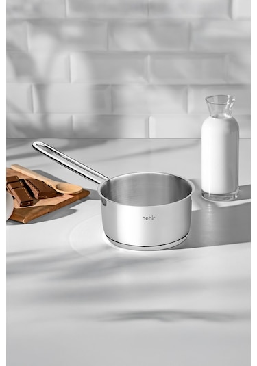 Nehir Silver Çelik 12 Cm Kapaksız Sosluk Tek Kulplu 18/10 Gri