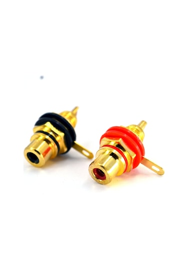 Rca Dişi Jack Şase Gold Takım Kırmızı Siyah