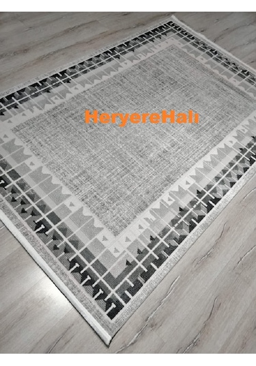 Quka Halı Istanbul %100 Akrilik 160x230 Cm Modern Halı Siyah - Gri