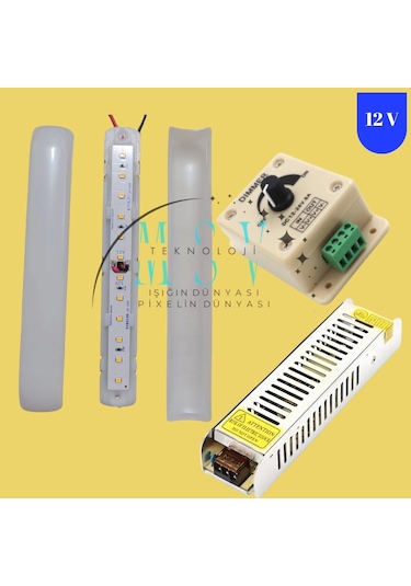 10 Adet 12v 3000k Günışığı Samsung Ledli Pergola 5a Trafo Ve 8a Manuel Dimmer Kumandalı Set Tente Ay