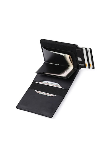 Sones Hırsızlığa Karşı Konumlandırma Cüzdanı Erkek Kart Tutucu Airtag İçin Mini Cüzdanlar Siyah