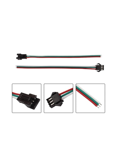10 Adet Jst Sm 3 Pin Konektör Led Güç Erkek Sm Bağlantı Kablo Adaptör Ws2812b Ws2812 Ws2811 Led Işık Şeridi Kırmızı - Yeşil - Beyaz