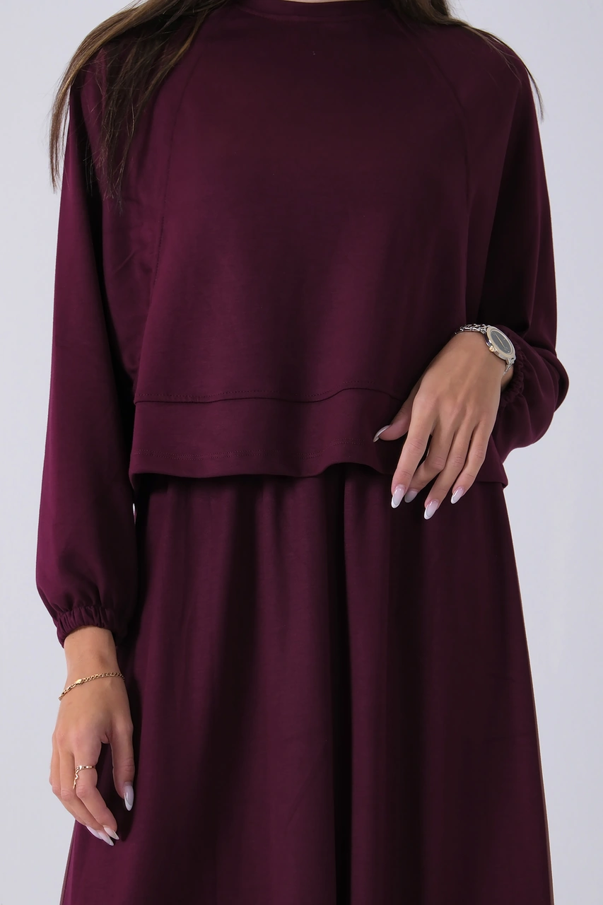 Feminist Mürdüm Önü Yarasakol Etekli Takım 31040702.21 Mürdüm