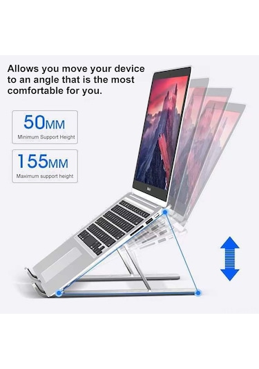 Maiyame Alüminyum Dizüstü Bilgisayar Tutucu: Katlanabilir, Soğutucu, Yükseltilebilir - Siyah, 18 İnç, Çantalı Taşınabilir Masaüstü Ayak