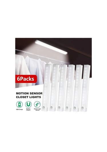 Willowhaven 6 Paket Sıcak Renk 30 Cm Led Hareket Sensörlü Dolap Aydınlatma Usb Şarjlı Ahşap