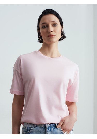 Dilvin 3683 Basic T-shirt-toz Pembe Toz Pembe