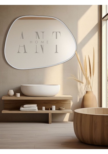 Asimetrik Ayna 75x55 Cm Konsol Aynası, Dresuar Aynası, Duvar Aynası, 1.kalite Şişecam Ayna 75 X 55 Beyaz