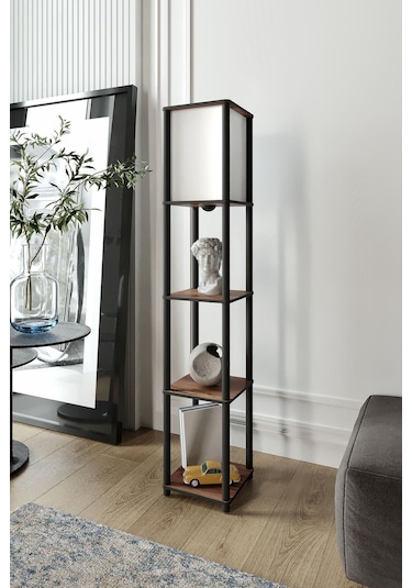 Ravilo Sakura Raflı Lambader Ceviz, 1. Sınıf Mdf Ve Pvc Başlık Ceviz