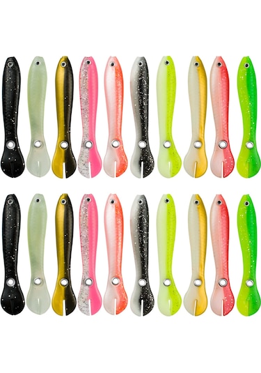 Teltree Bass, Turna Ve Alabalık İçin 10cm Yumuşak Yem: Karides Yağı Ve Parıltılı Pullarla Donatılmış, 20'li Paket, Tüm Mevsimlerde Kullanım