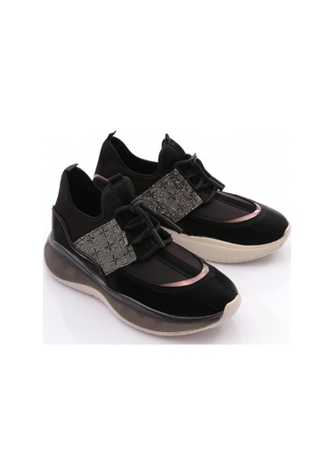 Dgn 2047 Kadin Yani Taşli Spor Ayakkabi 2047-2026-R1534 Siyah