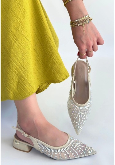 Piga Ten Cilt Tüllü Topuklu Ayakkabı Ten