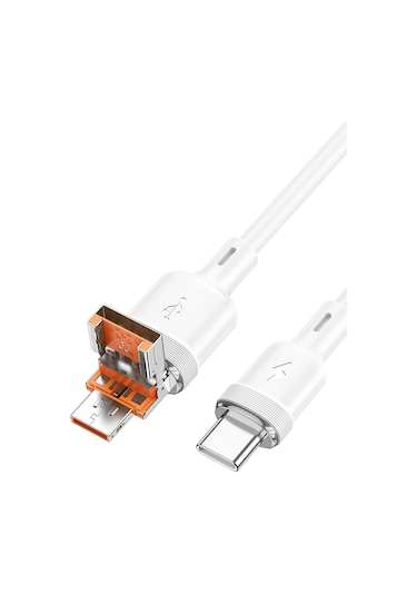 Hoco. U131 1.2m 2in1 Usb Ve Type-c To Type-c Şarj Data Kablosu - Beyaz