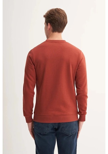 Cazador Slim Fit Mevsimlik 3 İplik Pamuk Karışımlı Sweatshirt-54185 Kiremit