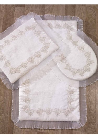 Secret Home Lale 2 Li Banyo Paspas Setı Ekru