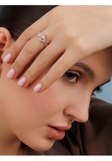 Veronika 925 Ayar Gümüş Sütaşlı Nişan Yüzüğü 331758341 Gri