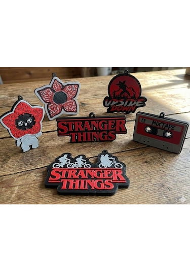 Stranger Things Temalı 3d Baskı Anahtarlık Seti Demogorgon & Mixtape Tasarım