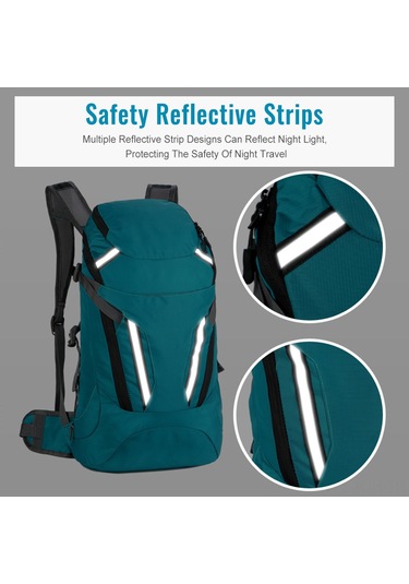 Jeehugo Suluğa Dayanıklı Nilon Outdoor Çanta - İçine Katlanabilir, Hafif, Yürüyüş Ve Dağcılık İçin Siyah Çift Omuzlu Sırt Çantası Siyah