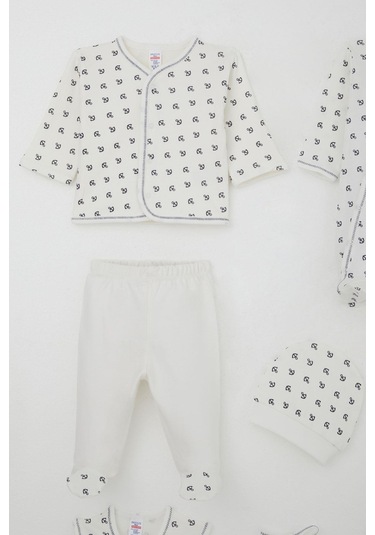 Breeze Erkek Bebek Hastane Çıkışı 8 Li Deniz Temalı Çapa Desenli 0-3 Ay, Ekru Ekru