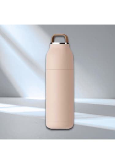 Paslanmaz Çelik Bardak Kapaklı, Tutacaklı, Mat Gövdeli Termos 400 Ml Pembe