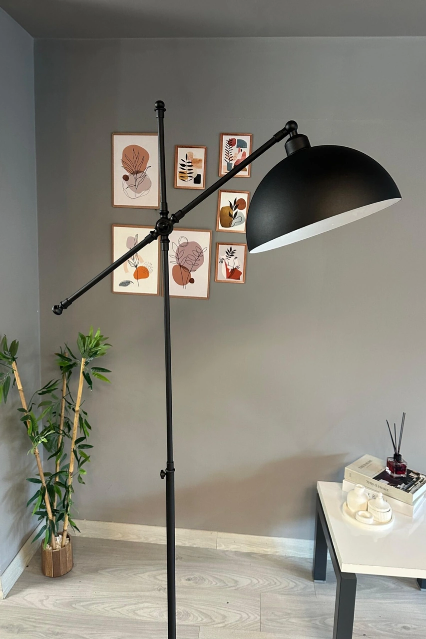 Siyah Makas Gövde Lambader Modern Dekoratif Metal Oturma Odası Çalışma Odası Zemin Lambası Siyah