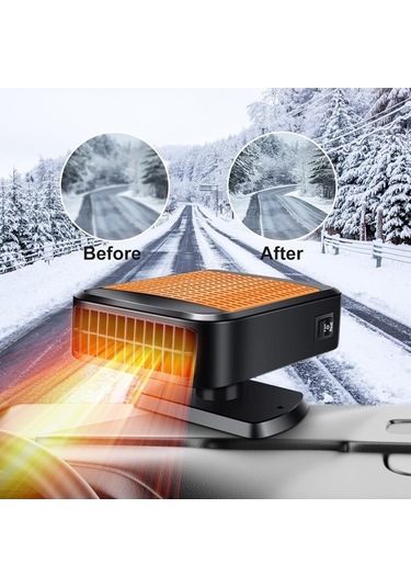 Dancemonkey Lichen Araba Isıtıcı, 12v Araba Isıtıcı, 2'si 1 Arada Isıtma Yx Siyah