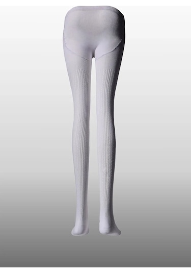 Kız Çocuk Karina Örgü Pamuklu Mevsimlik Beyaz Renkli Külotlu Çorap Beyaz