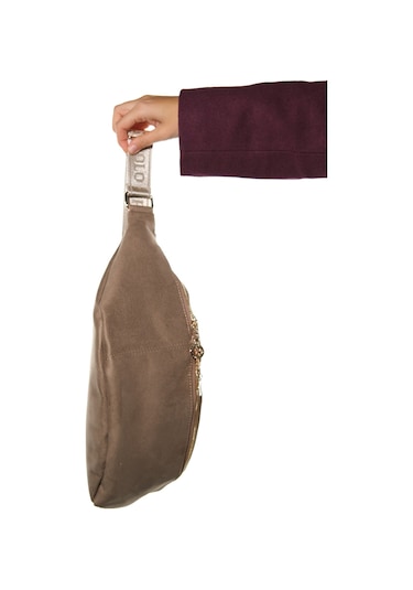 Venta Vizon Süet Kadın Büyük Bel Çantası Vizon