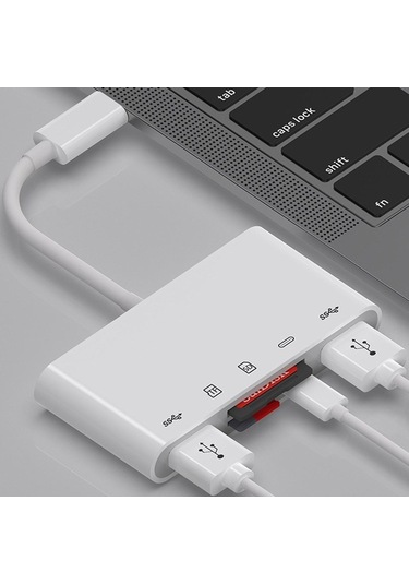 Trendooze Homyl Macbook 5-in-1 Tip-c Hub Adaptörü, Usb 3.0 Multifonksiyonel 13,7x16,7cm