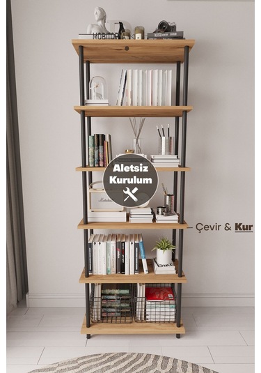 Çevir Kur 65 Cm Atlantik Çam Kitaplık Atlantik Çam