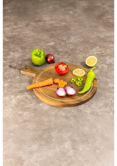 Naturalove Akasya Yuvarlak Kesme Tahtası