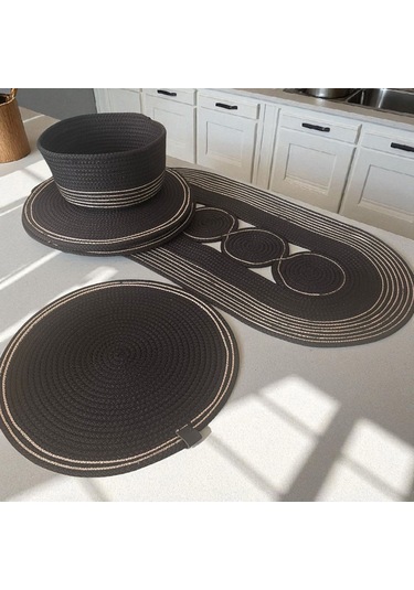 Amerikan Servis Takımı Jut Ip Hasır Ip Siyah