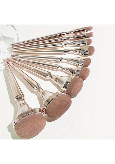Honeybeeshop 9 Parça Sarhoş Altın Makyaj Fırça Seti Yumuşak Kıllar Pudra Allık Fondöten Tüm Ciltler