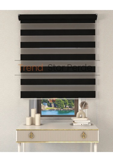 Antrasit Etek Dilimsiz Zebra Stor Güneşlik Perde Antrasit