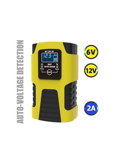 Symbee 6v/12v 2a Akıllı Akü Şarj Cihazı - Otomobil Motosiklet İçin 3 Aşamalı Tam Otomatik - Lcd Ekranlı - Güven Korumaları