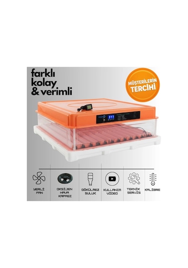 Evonest 120 Yumurtalık Kuluçka Makinesi Turuncu Renk