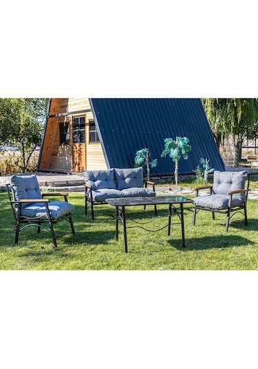 Btkconsept Tarz Model 2+1+1 Masa Bahçe Balkon Takımı Gri