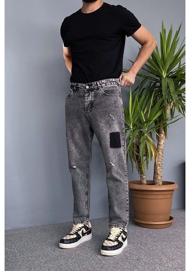 Yırtık Detaylı Antrasit Kot Pantolon Antrasit