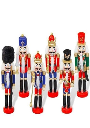 Mobgift Dekoratif Ahşap Kurşun Asker Biblo 6 Lı Set 13 Cm -