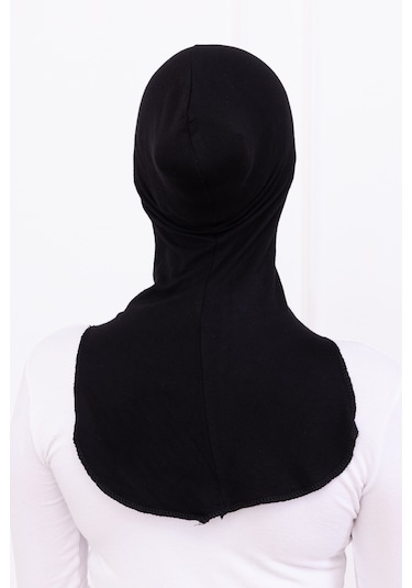 Siyah Ninja Bone Boyunluklu Likralı Sporcu Bonesi Kadın Pratik Tesettür Hijab Başörtü Siyah