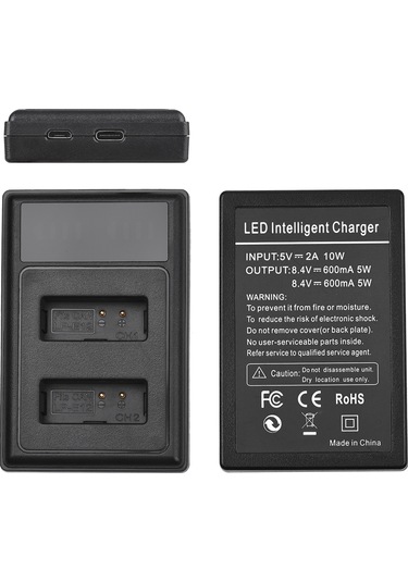 Yifomall Canon Lp-e12 İçin 2 Adet 1250mah Pil + Usb-c/micro Usb Çift Kanal Şarj Cihazı - Led Ekranlı, Eos M/m50/m100/sl1 Ve Diğer Modeller İçin