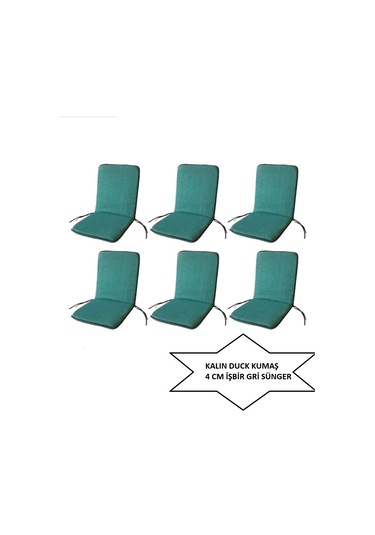 Sandalye Minderi Masa Örtüsü 6 Adet Yeşil Masa Örtüsü 120x180 Kalin Duck Kumaş 4 Cm Sünger Yeşil