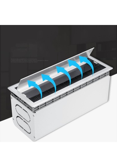 Suntek Ofis Masası Tel Kapak Sabit Çevirme Fırçası Beyaz