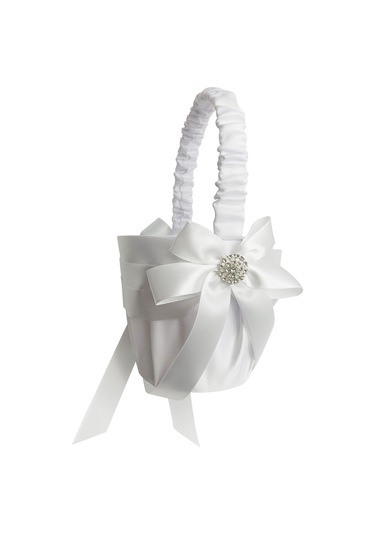 Xiyyadms Beyaz Saten Çiçek Sepeti - Evlilik Çiçekçisi İçin Saçma Sepeti Pmhl-053 22x13.5cm