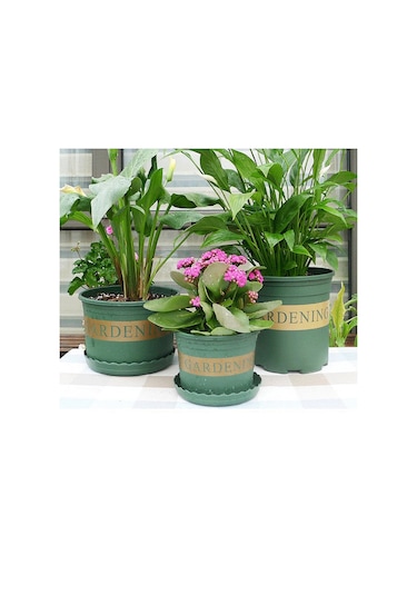 3 Galon Saksılar Bitki Fidanlık Saksıları Plastik Saksılar Tepsili Yaratıcı Galon Saksılar, Boyut: 26.5 24.5 24.5cm