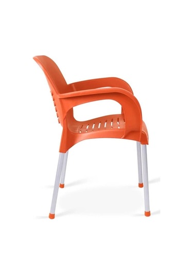 6 Adet Metal Ayaklı Plastik Sandalye Koltuk Turuncu Turuncu