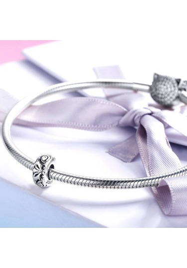 Fastbuy S925 Ayar Gümüş Klasik Çiçek Boncuk Dıy Bilezik Boş Desen Çok Renkli İç Boş Çok Renkli