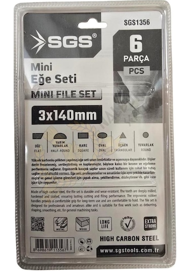 Sgs Saplı Mini Eğe Seti Ahşap Ve Metal 3 X 140 Mm. - 6 Farklı Parça