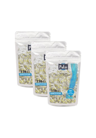 Pufai Slim & Super Slim Katran Süzen Filtreli Ağızlık 5 - 6 MM 150'li x 3 Paket